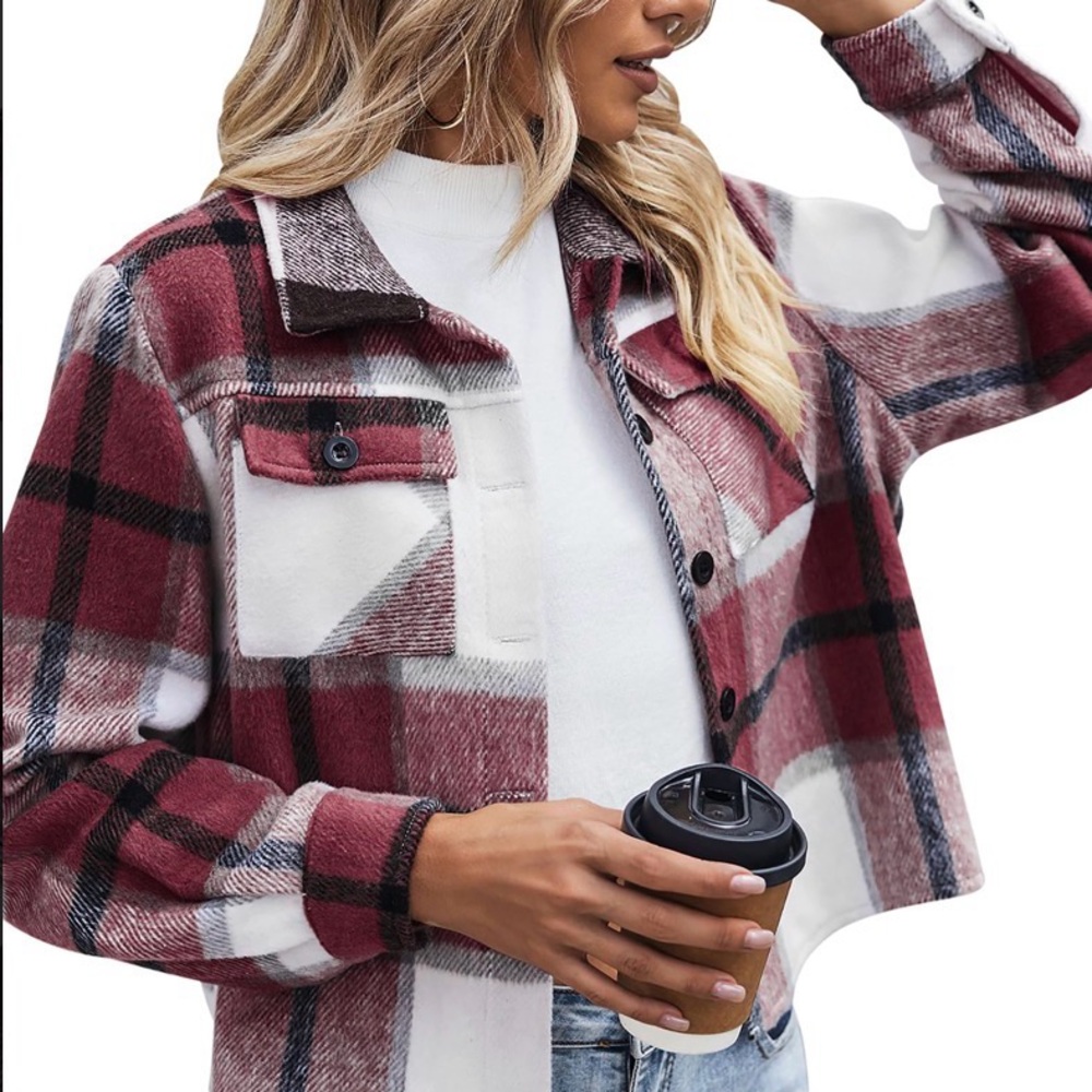 Zeagoo Red and White Plaid Jacket
